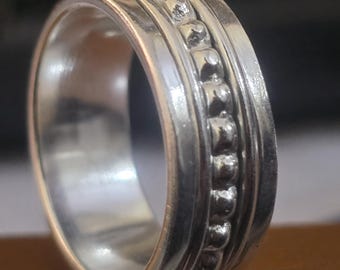 Sterling Silver Spinner Ring, Boho Anxiety Fidget Ring