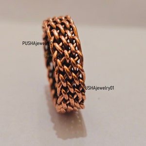 Bague en cuivre pur faite main, tissage tourbillon en filigrane, tressé