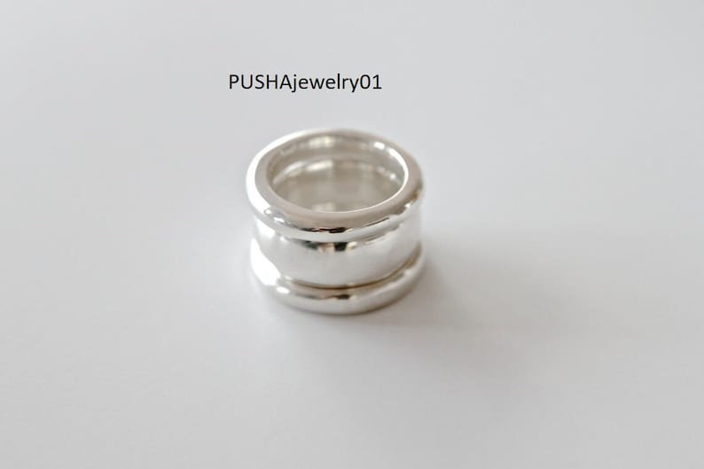 Anello a cupola a 3 set, Argento sterling 925, Anello minimalista, Anello in stile unico di design, Anello fatto a mano, Anello a cupola grosso, Anello a fascia larga Gioielli immagine 4