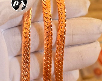 100 % lourd collier chaîne en cuivre antique chaîne en cuivre pur fait main longueur -16 à 34 pouces collier en cuivre pour femme bijoux cadeau toutes les tailles