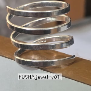 Designer Spiral Solid 925 Sterling Silver Adjustable Band Ring For Women, Handmade Silver Fancy Ring Gifts Idea Wedding Anniversary Birthday