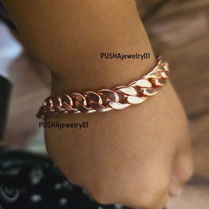 Echte koperen zware kettingarmbanden, koperen armband voor heren en dames, koperen kinketting en schakelarmbanden, zware dikke koperen armband A0