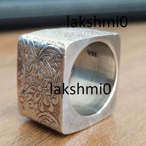 Anillo de cubo de plata de ley 925, anillo asimétrico, anillo de plata grande, anillo de declaración, anillo cuadrado, anillo geométrico, joyería de anillo grueso inusual