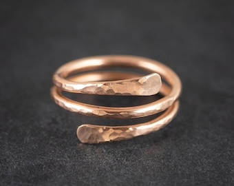 Pure Copper Wrap Ring, Arthritis Thumb Ring, Toe Ring, Finger Ring, Solid Copper Ring, Hammered Ring, Healing Jewelry, Copper Jewelry Ring