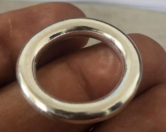 925 Sterling Silver Thick Stacking Ring Chunky Full Round Plain Band Wedding Ring Minimalist