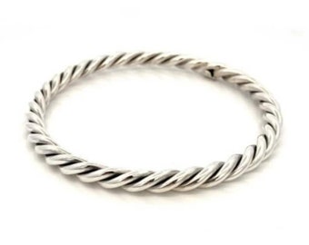 Solid 925 Sterling Silver Rope Twist Bangle Woman Bracelet Heavy Twisted Bangle Statement Bangle Boho Bangle Handmade Silver Jewelry