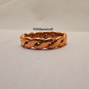 Puur koperen bandring, koperen spiraalring, dames- of herenring, massief koperen ring, boho handgemaakte ring, artritisring, jubileumcadeau