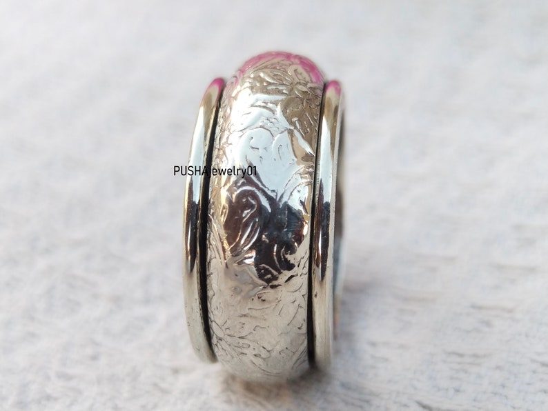 Thick Wide Band, Spinner Ring, 925 Sterling Silver Ring, Dome Ring ...
