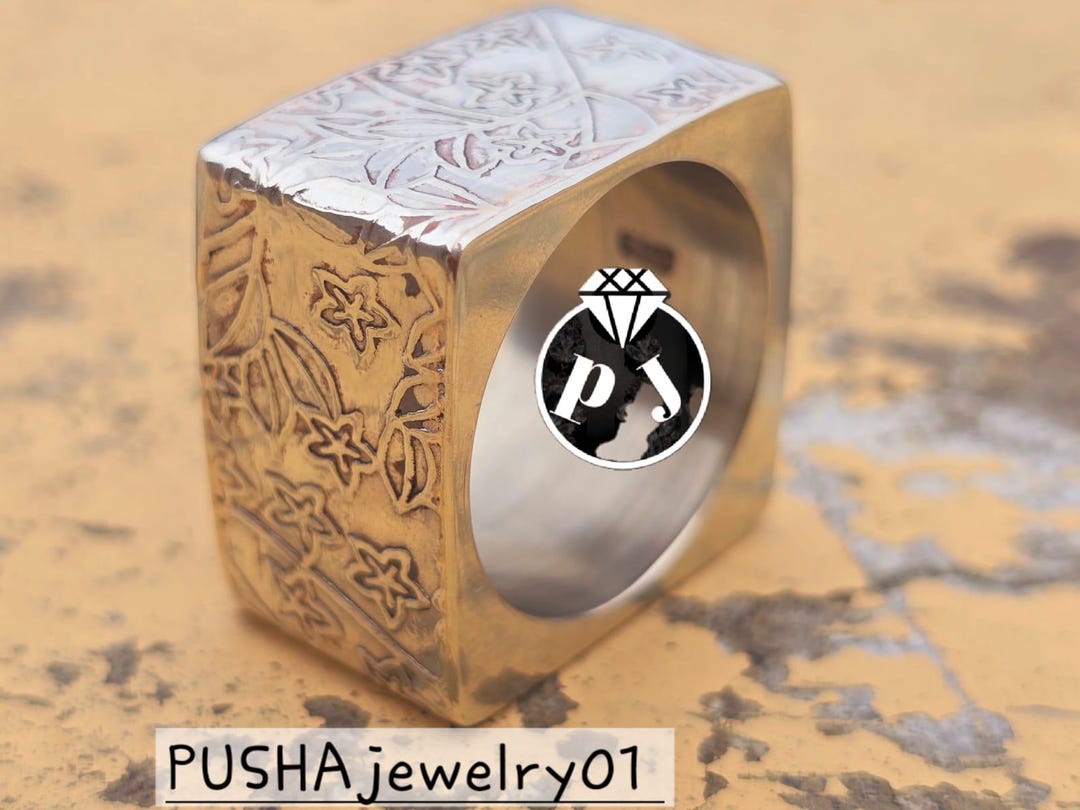 925 Sterling Silver Cube Ring Industrial Nut Ring Square Ring Big Bolt ...