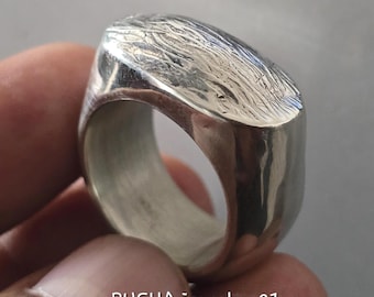 Geometric Big Dome Signet Ring, 925 Sterling Silver Men's Ring, Cube Silver Ring, Statement Ring, Wedding Ring, Chunky Ring, Thumb Ring