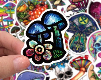 10/50/100pcs Trippy Mushrooms - High Quality Hippie Decals for Laptops and Luggage