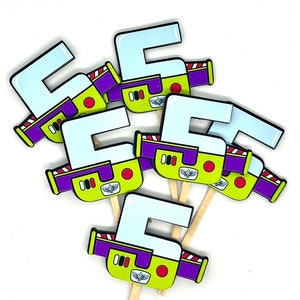 Toy Story Inspired Cupcake Toppers, Customizable age, Birthday toppers, Buzz cupcake toppers