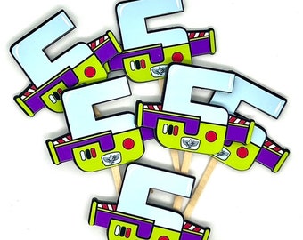 Toy Story Inspired Cupcake Toppers, Customizable age, Birthday toppers, Buzz cupcake toppers