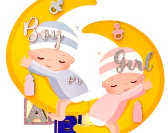 Gender reveal cake topper | Baby shower cake topper | Boy or Girl topper | 3-D topper