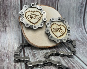 Handcrafted Keychain | Repurposed Bike Chain and Mountain/Road Bike Logo