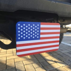 American Flag Hitch Cover | Traditional & Greyed Out Options |  Durable Tow Hitch Plug for Patriotic Vehicle Accessory | Patriotic Gift