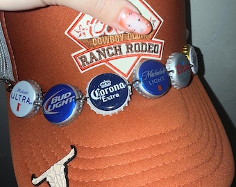 Beer Bottle Cap Hat Chains for Trucker Hats - Custom Hat Chain Handmade for Hat Bar
