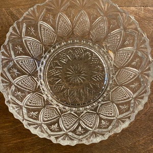 Vintage High Fan and Star Pattern Glass Bowl