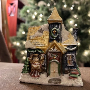 Vintage Christmas Village Church and School House