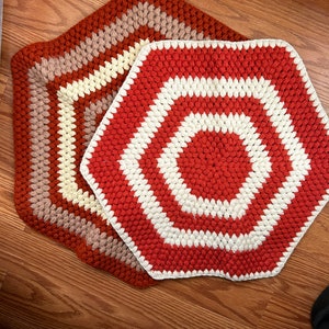 Vintage Crochet Doily Table Centerpiece - Orange