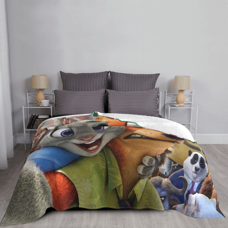 Two Layers Blanket Zootopia Custom Name Printed Bedspread Sofa Covers Travel Camping Blanket Christmas Gift image 5