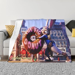 Two Layers Blanket Zootopia Custom Name Printed Bedspread Sofa Covers Travel Camping Blanket Christmas Gift