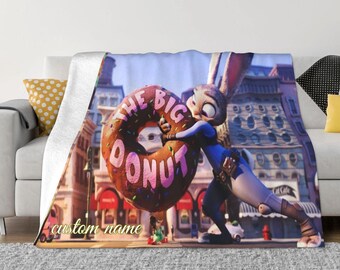 Two Layers Blanket Zootopia Custom Name Printed Bedspread Sofa Covers Travel Camping Blanket Christmas Gift