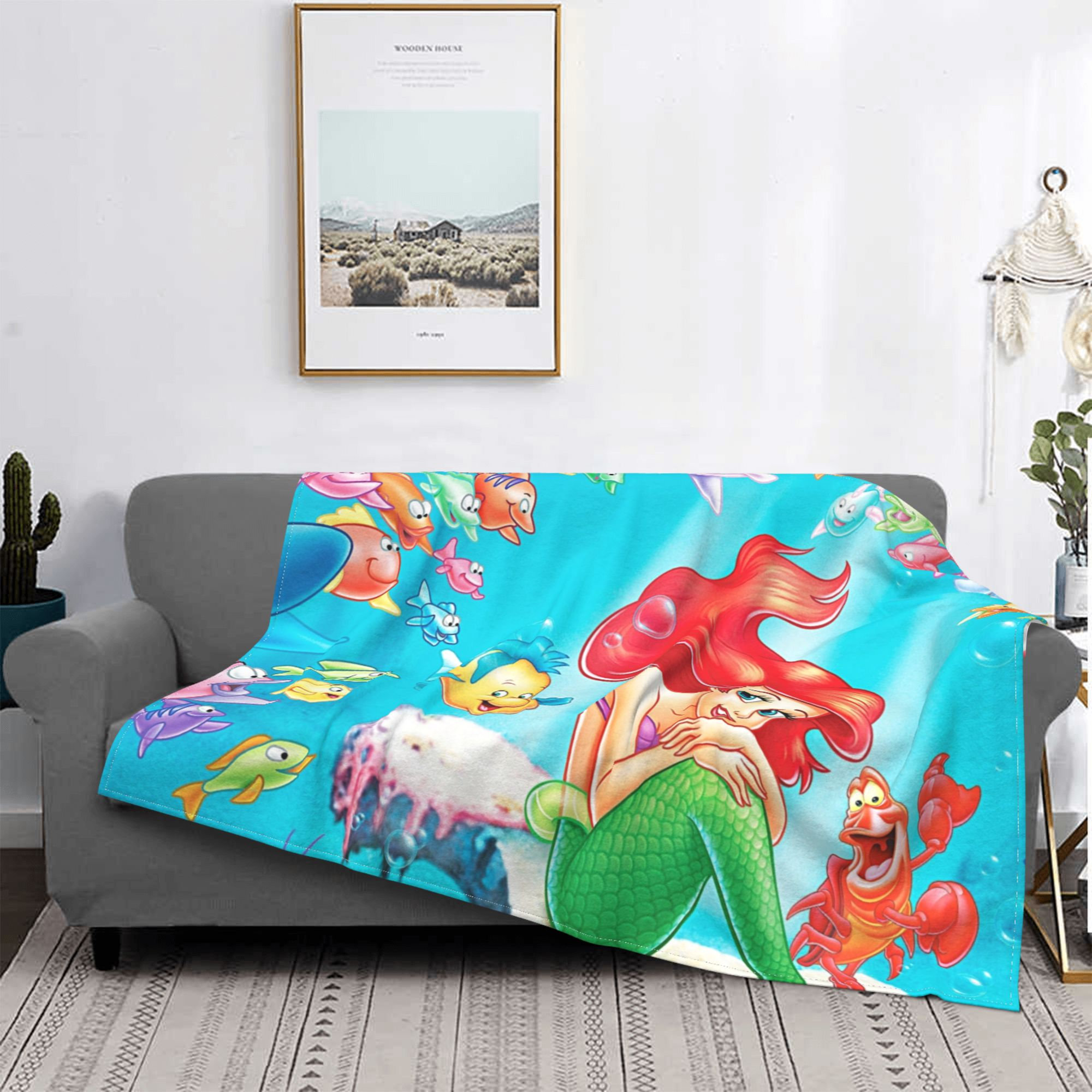 Two Layers Blanket Little Mermaid Custom Name Printed Etsy