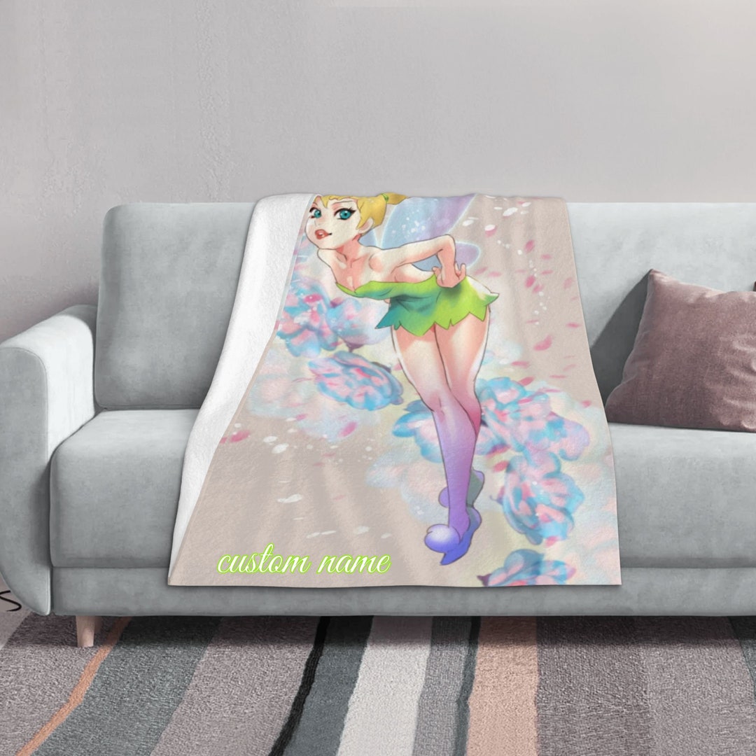 Two Layers Blanket Disney Tinkerbell Custom Name Printed Bedspread Sofa