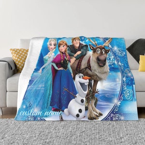 Two Layers Blanket  Frozen Custom Name Printed Bedspread Sofa Covers Travel Camping Blanket Christmas Gift