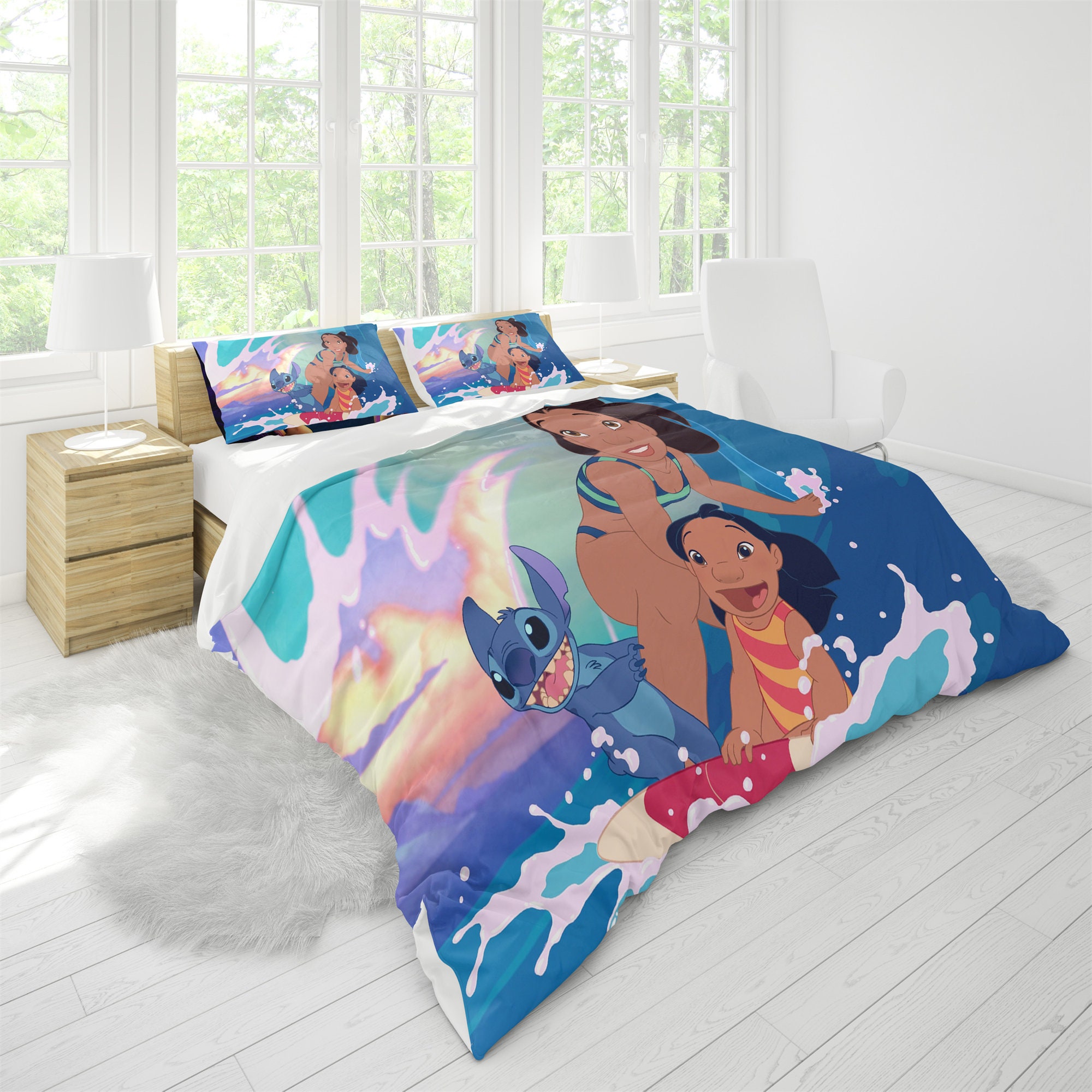 Lilo &Stitch Set de literie, housse de couette simple King Bedlinen