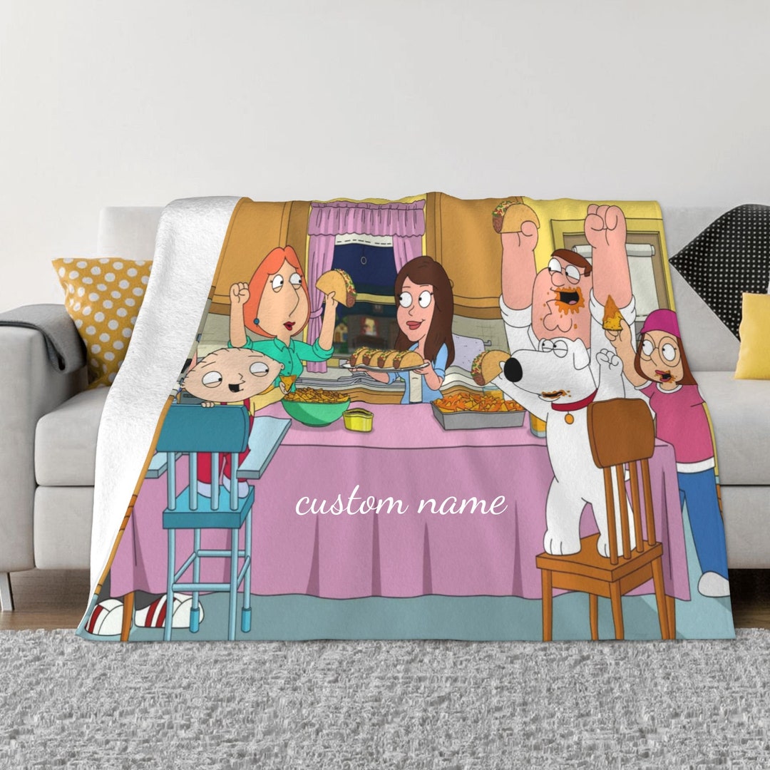 Two Layers Blanket Family Guy Custom Name Printed Bedspread Sofa Covers
