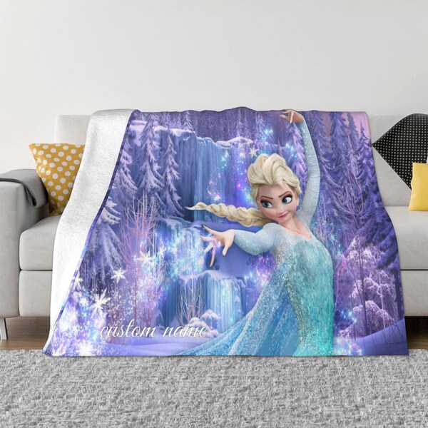 Two Layers Blanket  Frozen Custom Name Printed Bedspread Sofa Covers Travel Camping Blanket Christmas Gift