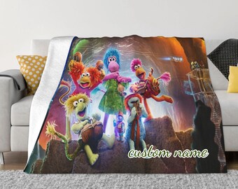 Two Layers Blanket Fraggle Rock:Back to the Rock Custom Name Printed Bedspread Sofa Covers Travel Camping Blanket Christmas Gift