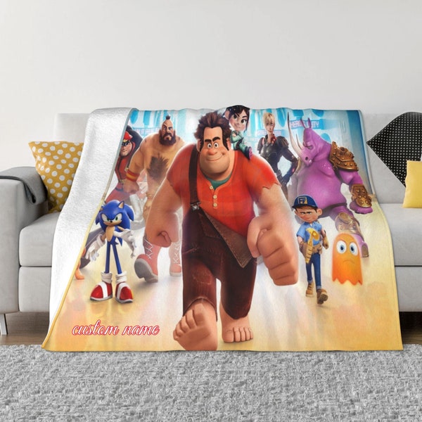Two Layers Blanket Wreck-lt Ralph Custom Name Printed Bedspread Sofa Covers Travel Camping Blanket Christmas Gift