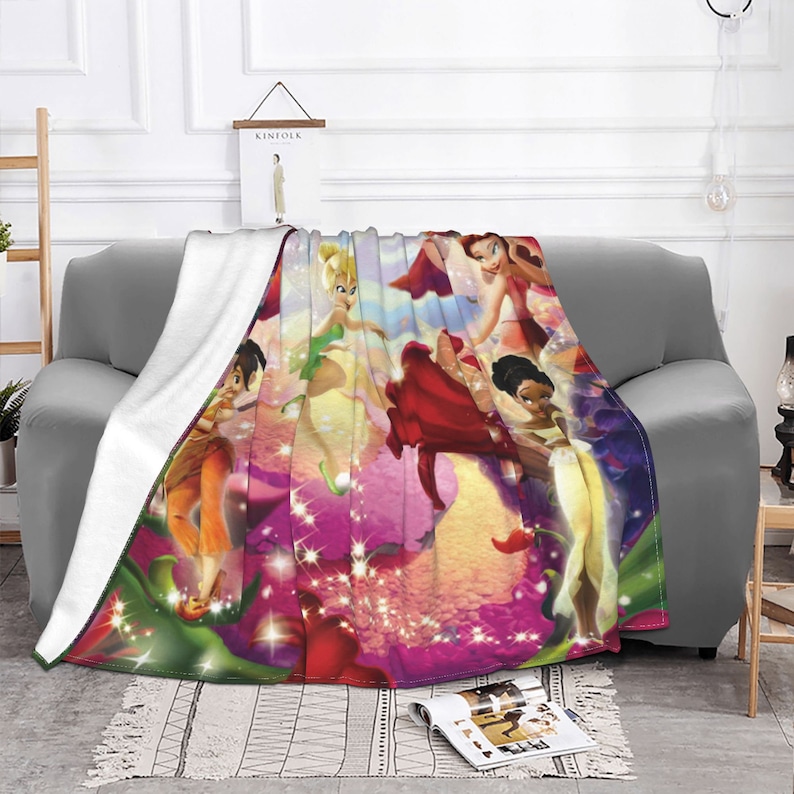 Two Layers Blanket Disney Tinkerbell Custom Name Printed Etsy