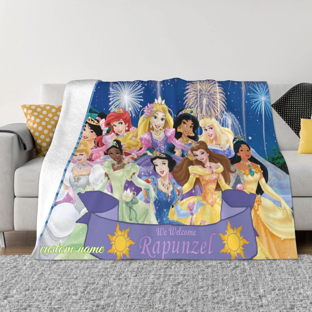 Two Layers Blanket Disney Princess Custom Name Printed Bedspread Sofa ...