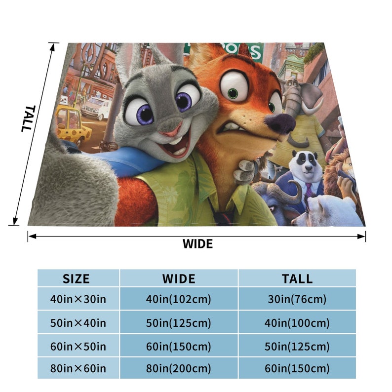 Two Layers Blanket Zootopia Custom Name Printed Bedspread Sofa Covers Travel Camping Blanket Christmas Gift image 4