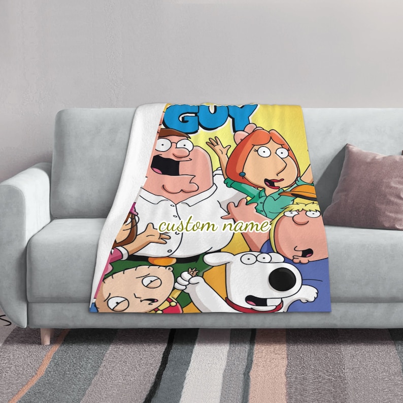 Two Layers Blanket Family Guy Custom Name Printed Bedspread Etsy