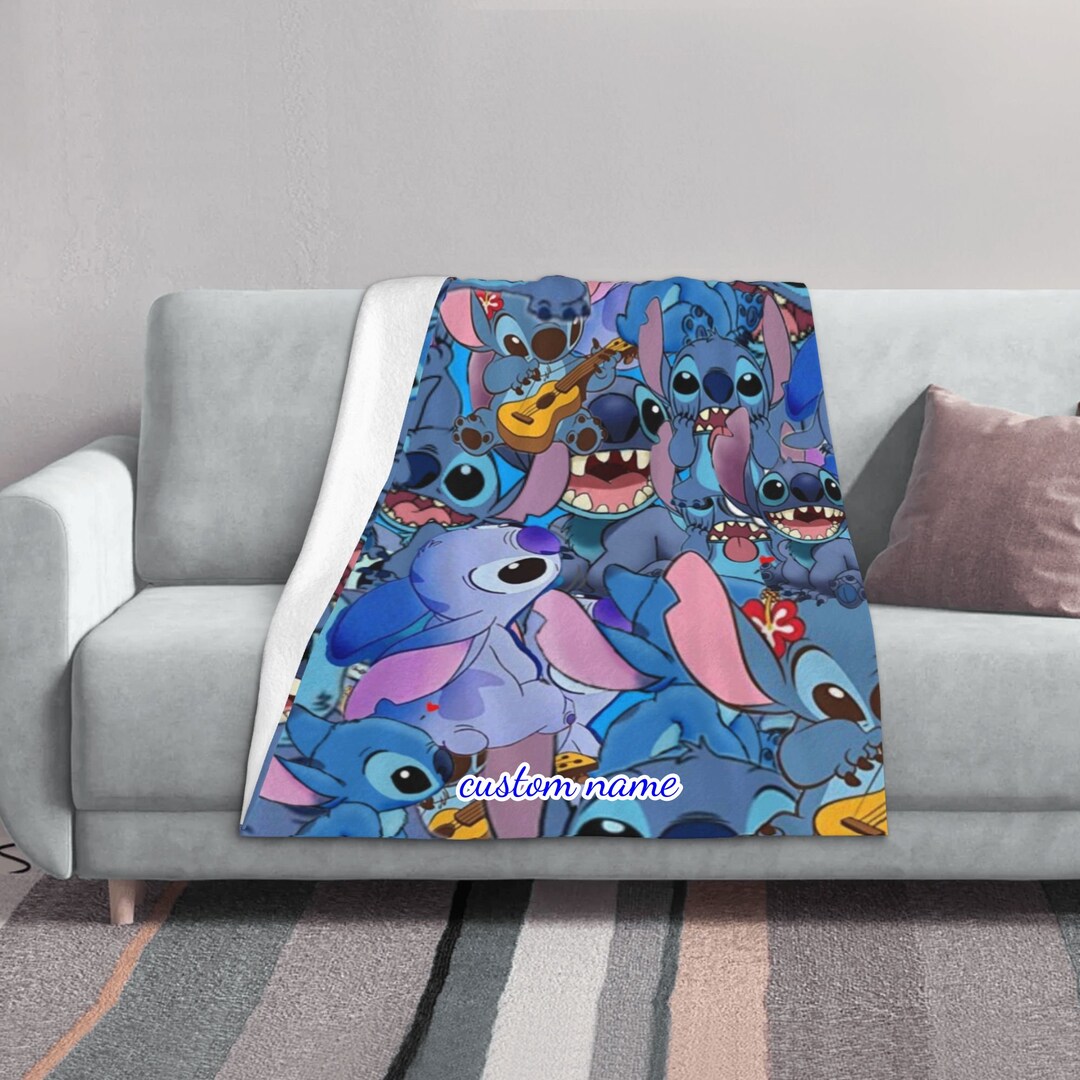 Two Layers Blanket Disney Stitch Custom Name Printed Bedspread Sofa ...