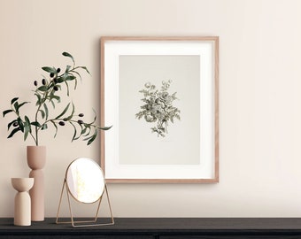 Vintage Bouquet I Art Print, Hand Drawn Vintage Floral Print, Vintage Floral Painting, Romantic Roses Print Wall Art, Moody Art Print