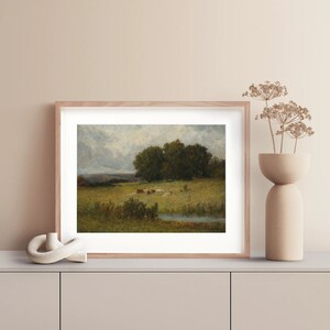Grazing Hillside Art Print, Heirloom Collection Art Print, Vintage Landscape Painting, Antique Nature Print Wall Art, Gift for Art Lovers