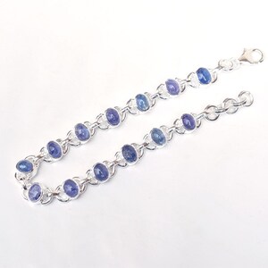 Handmade Silver Bracelet Tanzanite Silver Bracelet, Natural Tanzanite Bracelet 925 Sterling Silver Blue Tanzanite Bracelet-B066