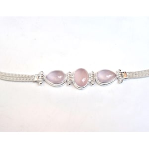 Handmade Rose Quartz Bracelet: 925 Sterling Silver, Love Stone