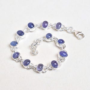 Handmade Silver Bracelet Tanzanite Silver Bracelet, Natural Tanzanite Bracelet 925 Sterling Silver Blue Tanzanite Bracelet-B069
