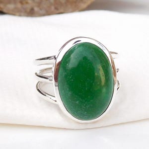 Grüner Jade Ring, Silberring, 925 Sterling Silber Grüne Natürliche Grüne Jade Ring 925 Sterling Silber Birthstone Grüne Jade -R005