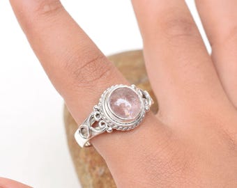 Natürlicher Pink Morganit Ring: 925 Sterling Silber, Größe 7,5