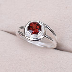 Natural Red Garnet Ring, 925 Sterling Silver Garnet gemstone Ring, Garnet Birthstone Ring, Handmade Silver Ring Size 7.5 US-HR073