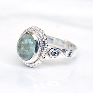 Natural Aquamarine Ring, 925 Sterling silver Aquamarine Ring, Aquamarine Birthstone Ring, Handmade Silver Ring Size 7.5 US-Aq015