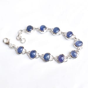 Handmade Silver Bracelet Tanzanite Silver Bracelet, Natural Tanzanite Bracelet 925 Sterling Silver Blue Tanzanite Bracelet-B063